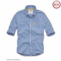 heren abercrombie fitch plaid lang overhemd moose logo blauw Echt Online pej14206